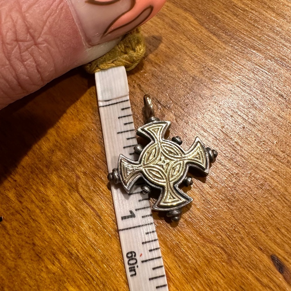 Konstantino Two Tone 18k Gold & Silver Double Sided Byzantine Cross - Picture 12 of 12